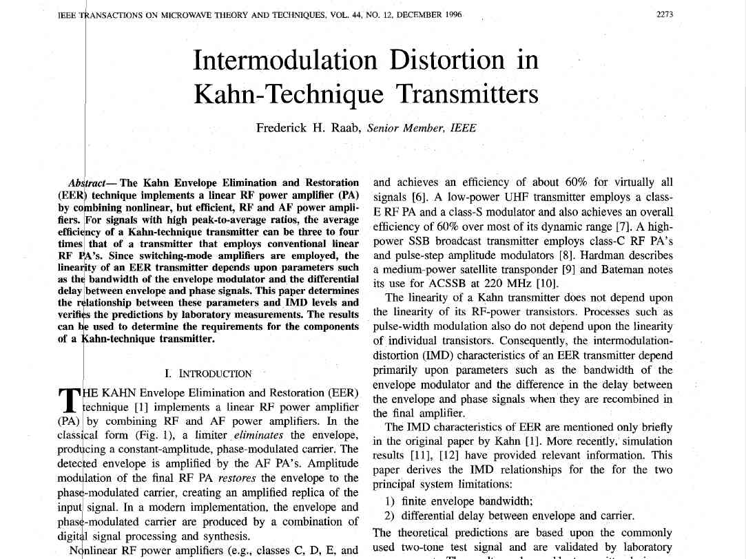 Intermodulation Distortion in Kahn-Technique Transmitters